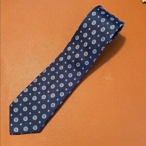 Saks Fifth Avenue Dark Blue Geometric Tie